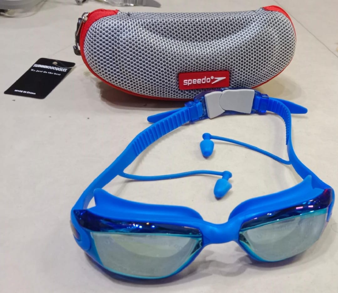 Speedo Professional Swimming Goggles – Anti-Fog, UV Protection, Adjustable Silicone Strap GREY BOX