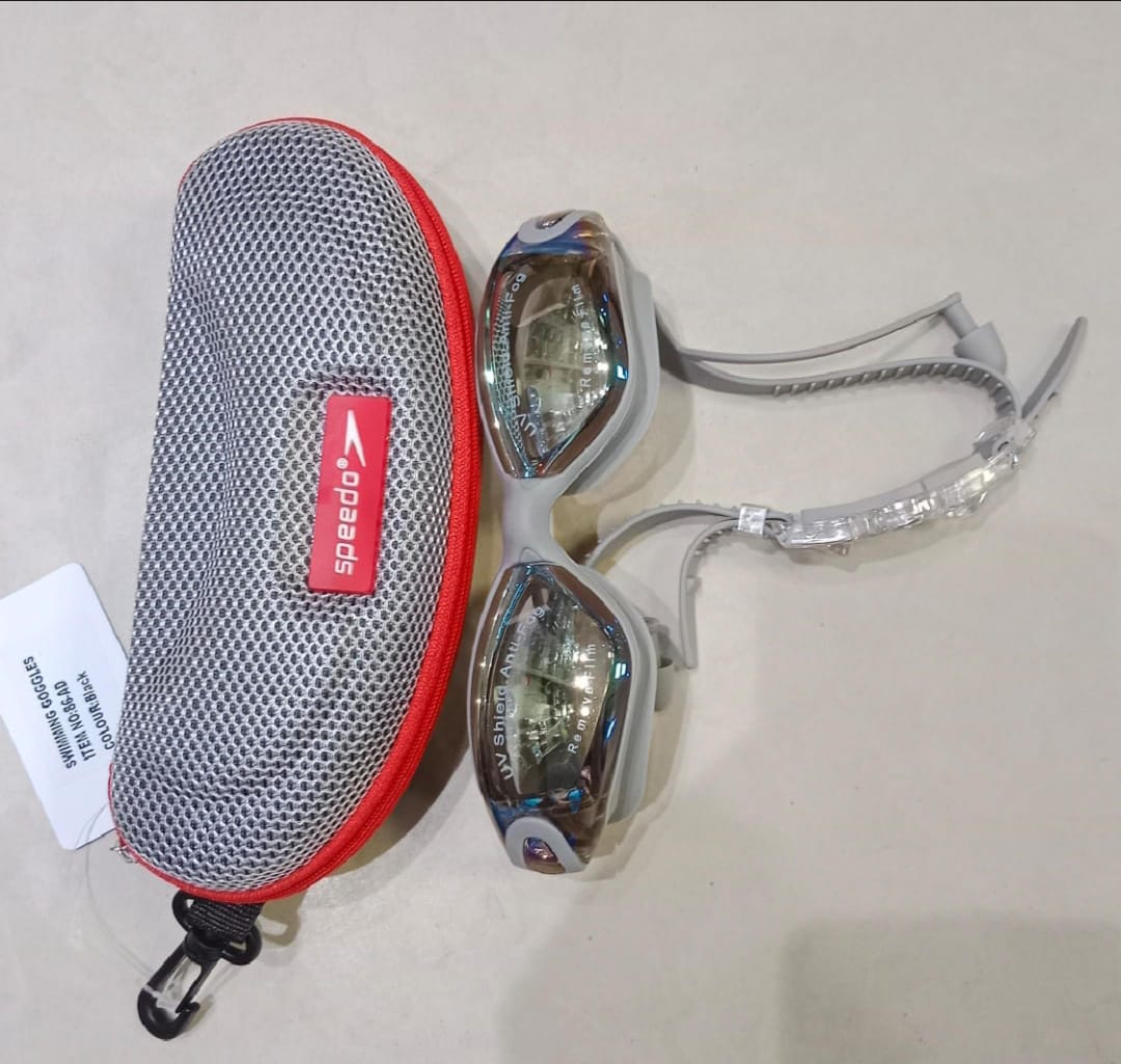 Speedo Professional Swimming Goggles – Anti-Fog, UV Protection, Adjustable Silicone Strap GREY BOX