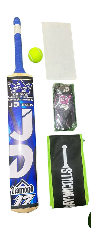 (PACK OF 6 )TENNIS CRICKET BAT WITH ACCCESORIES ,TENNIS BALL ,BAT COVER ,TAPE BALL INNER, SCUF SHEET AND TAPE